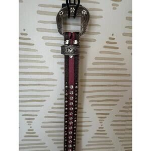 BHW Pink Leather Rhinestone Western Cowgirl Belt